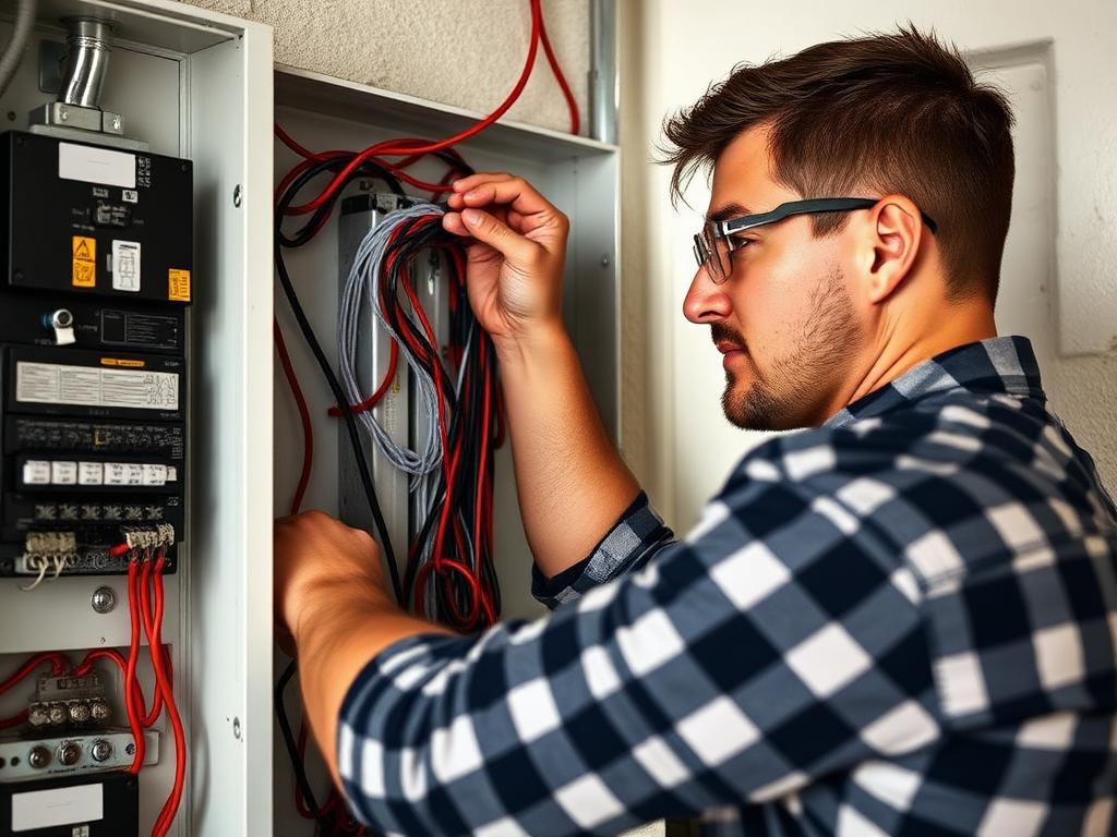 Electrical professional at work