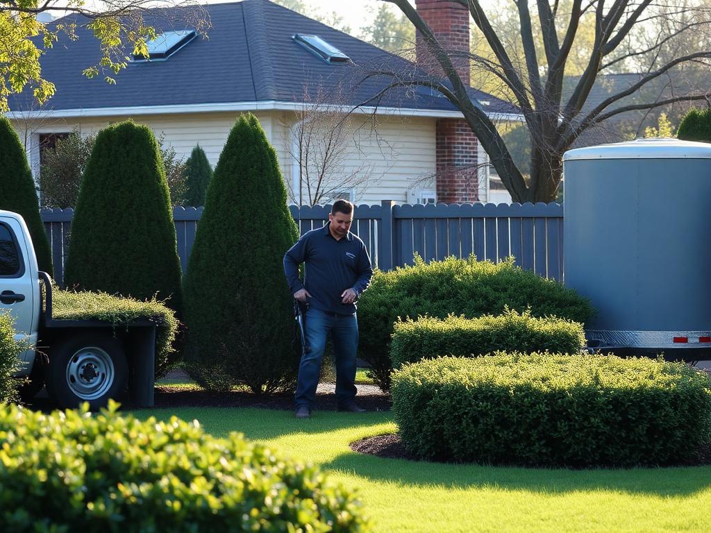 Landscaping professional at work